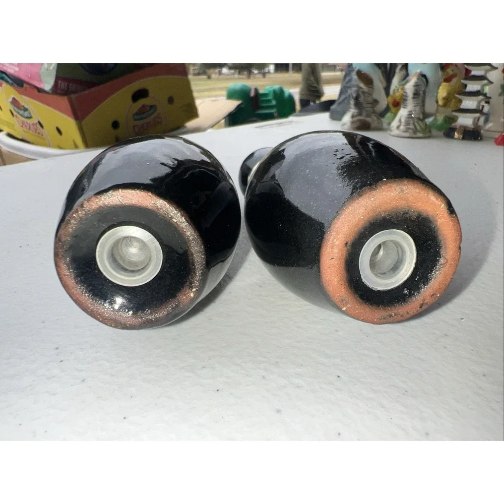 Vintage Black Bowling Pins Salt and Pepper Shakers 1949